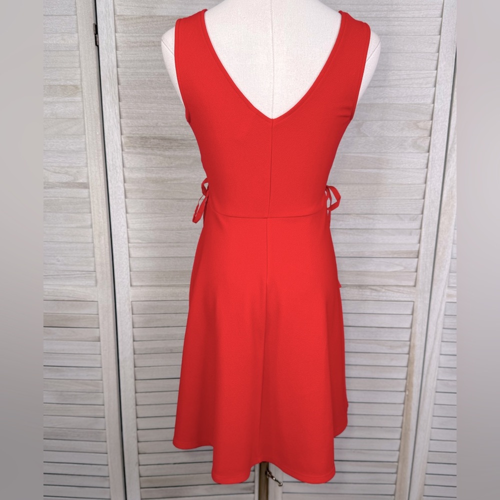 XHILARATION Fit & Flare Mini Dress with Laced Sides Red-XS - Picture 4 of 4